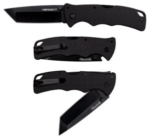 Cold Steel CSFLC3T10A Verdict 3″ Folding Tanto Plain Black Matte AUS-10A SS Blade/Black G10 Handle Includes Belt Clip
