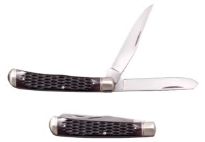 Cold Steel CSFLTRPRJ Trapper 3″ Folding Clip/Spey Plain 8Cr13MoV SS Blade/Brown Jigged w/Polished Bolsters Bone Handle