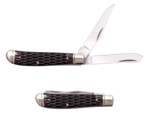 Cold Steel CSFLMTRPRJ Trapper Mini 2.60″/2.70″ Folding Clip/Spey Plain 3Cr13MoV SS Blade/Brown Jigged w/Polished Bolsters Bone Handle