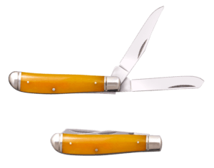 Cold Steel CSFLMTRPRY Trapper Mini 2.60″/2.70″ Folding Clip/Spey Plain 3Cr13MoV SS Blade/Yellow w/Polished Bolsters Bone Handle
