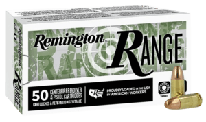 Remington Ammunition R27780 Range Target 9mm Luger 124 gr Full Metal Jacket (FMJ) 50rd Box
