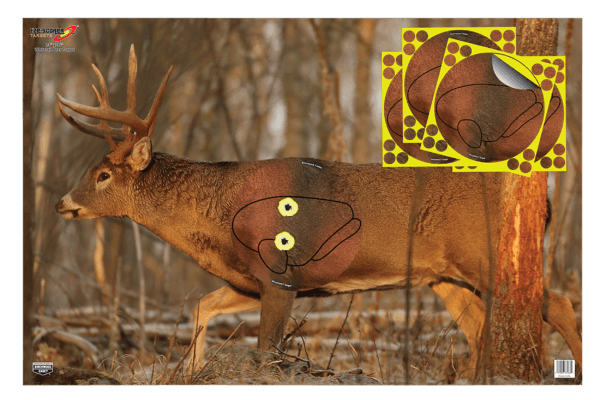Birchwood Casey 37431 EZE-Scorer Whitetail Deer Target Self-Adhesive Paper Universal 2 Targets/Includes 4 Overlays