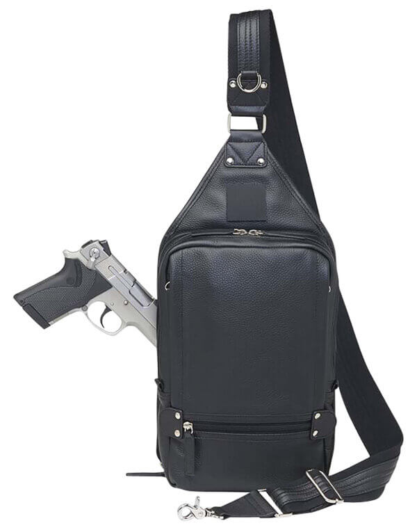 Gun Toten Mamas/Kingport GTM108BK Sling Backpack Leather Black Includes Standard Holster