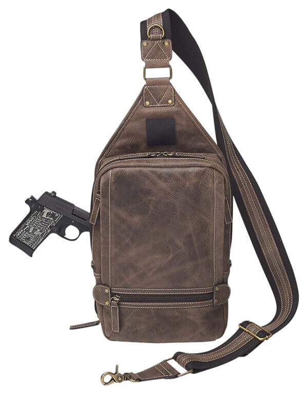 Gun Toten Mamas/Kingport GTMCZY108 Sling Backpack Leather Brown Includes Standard Holster
