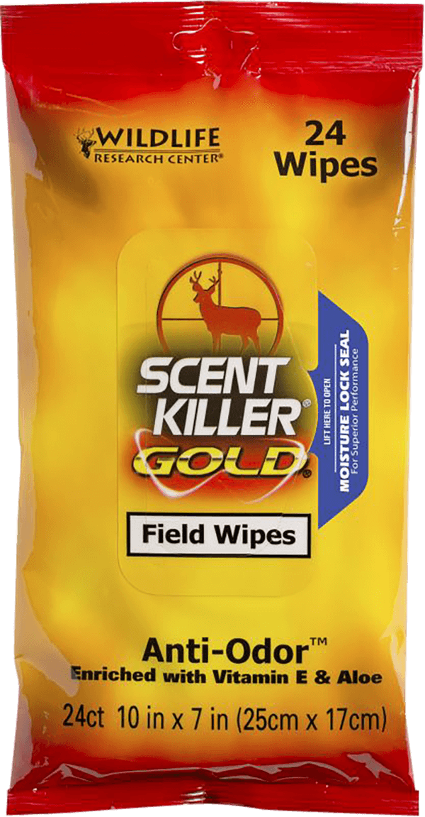 Wildlife Research 1295 Scent Killer Gold Field Wipes Odor Eliminator Wipes 24 Pack
