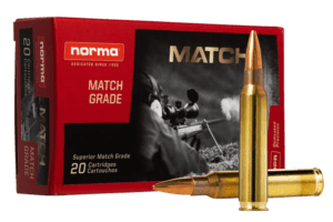 Norma Ammunition 2423552 Dedicated Precision Golden Target Match 223 Rem 77 gr Hollow Point Boat-Tail (HPBT) 20rd Box