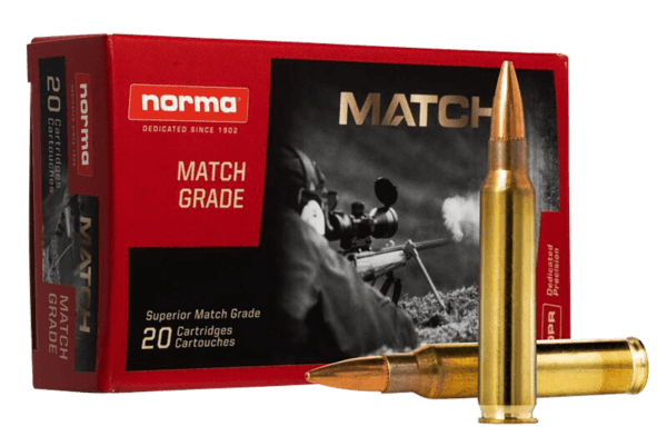 Norma Ammunition 2423552 Dedicated Precision Golden Target Match 223 Rem 77 gr Hollow Point Boat-Tail (HPBT) 20rd Box