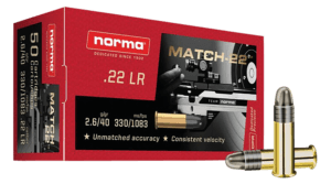 Norma Ammunition 2425080 Dedicated Precision Subsonic 22 LR 40 gr Lead Round Nose (LRN) 50rd Box
