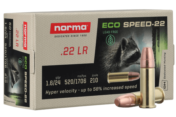 Norma Ammunition 2423773 Dedicated Precision Ecospeed 22 LR 24 gr Copper Plated Zinc Core 50rd Box