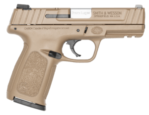 Smith & Wesson 13655 SD9 VE Compact Frame 9mm 16+1  4 Stainless Steel Barrel  Flat Dark Earth Cerakote Serrated Steel Slide  Flat Dark Earth Cerakote Polymer Frame w/Picatinny Rail  FDE Textured Polymer Grip  Right Hand”
