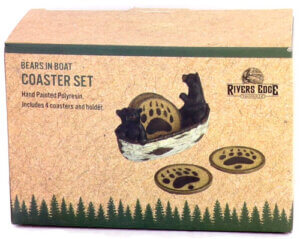 RIVERS EDGE BEARS IN A BOAT COASTER SET 4-PIECE