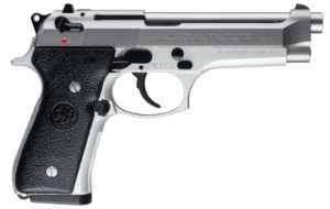 Beretta USA JS92F520M 92FS Inox Full Size 9mm Luger 15+1 4.90″ Satin Stainless Barrel Serrated Slide & Alloy Frame Black Stippled Rubber Grips Right Hand