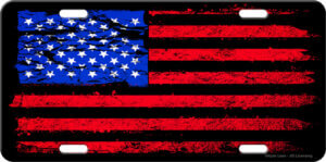 RIVERS EDGE LICENSE PLATE AMERICAN FLAG DISTRESSED