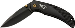 Browning 3220340 Prism 3 2.88″ Folding Clip Point Plain Black Stonewashed 7Cr17MoV SS Blade/Black Anodized Aluminum Handle Includes Pocket Clip