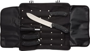 BROWNING STEAK KNIFE SET 4PC 4.25 BLADE W/LEATHER ROLL STH