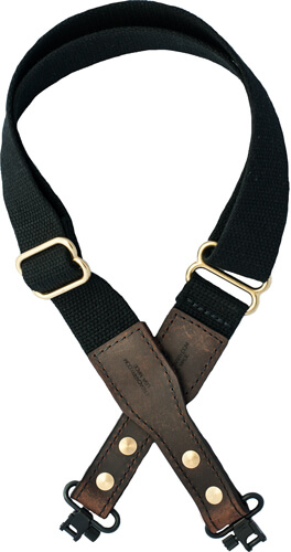 VERSACARRY COTTON WEB SLING W/ LEATHER ENDS & SWIVELS BLK