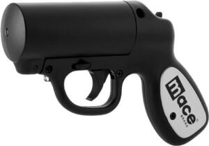 MACE PEPPER SPRAY PEPPER GUN W/STROBE LED MATTE BLACK 28G