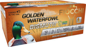 Fiocchi 123GB2 Golden Waterfowl Bismuth 12 Gauge 3″ 1 3/8 oz 2 Shot 10rd Box