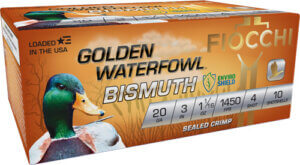 Fiocchi 203GB4 Golden Waterfowl Bismuth 20 Gauge 3″ 1 1/16 oz 4 Shot 10rd Box