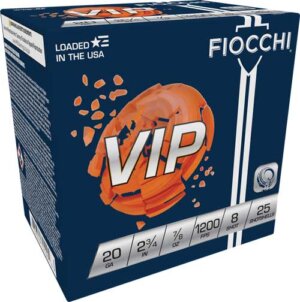 FIOCCHI 20GA 2.75 CASE LOT 250RD 1200FPS 7/8OZ #8 VIP