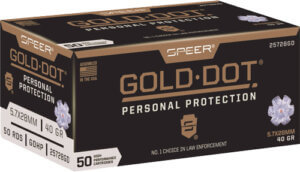 Speer 25728GD Gold Dot Personal Protection 5.7x28mm 40 gr Hollow Point (HP) 50rd Box