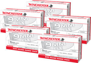 WINCHESTER USA 9MM 1000RD FMJ 115GR PACKED IN TRAYS