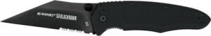 BLACKHAWK KNIFE BE-WHARNED 3.31 BLACK/BLACK PART SRTD