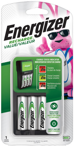 ENERGIZER CHARGER FOR AA AND AAA RECHARGABLE BATTERIES