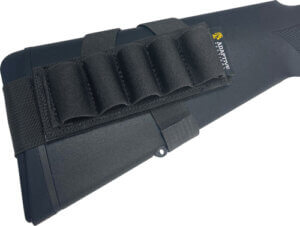 ADAPTIVE TACTICAL AT06400 Stock Mounted Shell Carrier 5rd Shotshells Removable Black Nylon Non Slip Loops Adj. Stock Fit