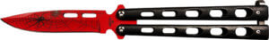 BEAR & SON BUTTERFLY KNIFE 3.58 WIDOW SERIES RED/BLK SPR