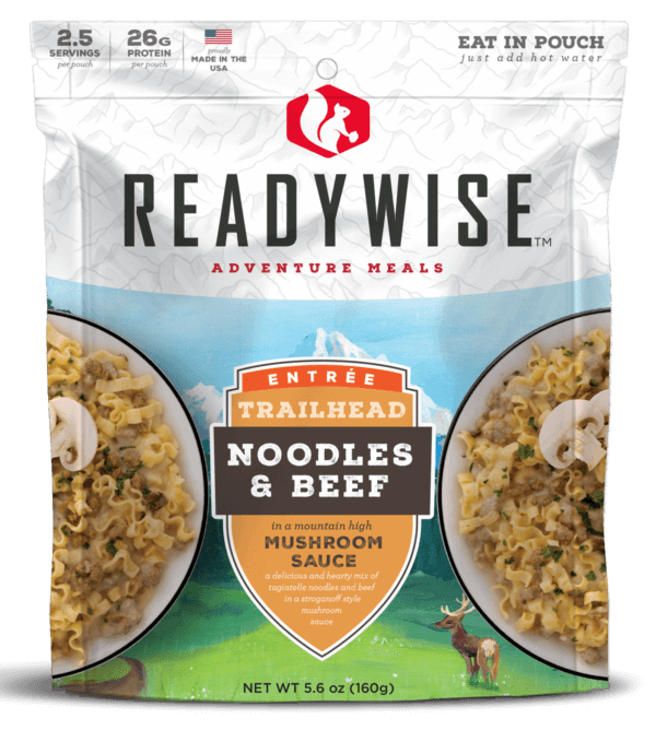 ReadyWise RW05004 Trailhead Noodles & Beef  2.5 Servings In A Resealable Pouch  6 Per Case