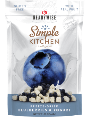 ReadyWise SK05912 Simple Kitchen Freeze Dried Fruit Blueberries & Yogurt 1 Serving Pouch 6 Per Case