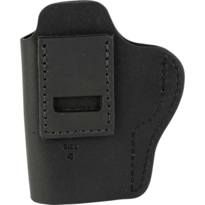 Uncle Mikes-leather(1791) UMIWB4MBLR Inside the Waistband Holster IWB Size 04 Matte Black Leather Belt Clip Fits Glock 17/19 Right Hand