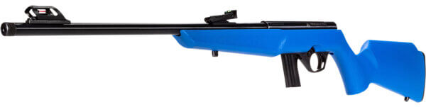 Rossi  RB22  Compact 22 LR 10+1  16 Matte Black Button Rifled Free Floating Steel Barrel  Matte Black Stainless Steel Receiver  Blue Monte Carlo Stock  Right Hand”