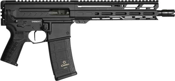 CMMG 94A8041TNG Dissent MK4 9mm Luger 33+1 10.50″ Tungsten Gray Rec Picatinny Brace Adapter 9.60″ M-LOK Handguard Left Side Charging Handle Zeroed Linear Comp TriggerTech Trigger