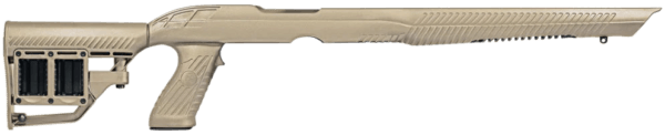 ADAPTIVE TACTICAL 1081039E Tac-Hammer RM4 FDE Synthetic Adjustable Stock with Magazine Compartments Removable Barrel Inserts Stowaway Accessory Rail Fits Ruger 10/22 (Most Barrel Contours)