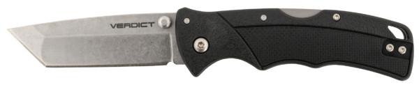 Cold Steel CSFLC3TSSZ Verdict 3″ Folding Tanto Plain Stonewashed 4116 SS Blade/Black GFN Handle Includes Belt Clip