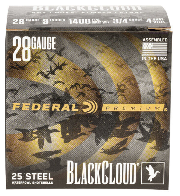 Federal PWBX2854 Black Cloud  28 Gauge 3″ 3/4 oz 4 Shot 25rd Box