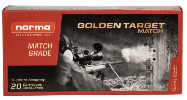 Norma Ammunition 10166462 Dedicated Precision Golden Target Match 6.5 PRC 143 gr Hollow Point Boat-Tail (HPBT) 20rd Box