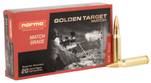 Norma Ammunition 10157692 Dedicated Precision Golden Target Match 223 Rem 69 gr Hollow Point Boat-Tail (HPBT) 20rd Box