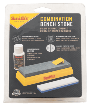Smiths Products 51328 Combination Bench Stone Gray/Yellow Synthetic Stone Includes Honing Oil