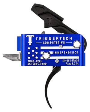 TriggerTech X43SBB33NNC Competitive Independence Pro Curved Two-Stage Trigger Blue & White Engraved Flag Housing Fits AR-15