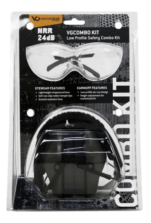 Pyramex VGCOMBO110 Low-Profile Combo Kit Scratch Resistant Clear Lens & Frame with Rubber Temple Tips Gray Low-Profile Earmuffs