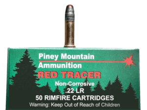 Piney Mountain Ammunition PMSN22LRR Red Tracer Non Corrosive 22 LR 40 gr Lead Round Nose (LRN) 50rd Box