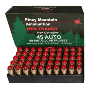 Piney Mountain Ammunition PMSN45ACG Green Tracer Non Corrosive 45 ACP 225 gr Full Metal Jacket (FMJ) 20rd Box