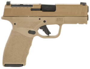 Springfield Armory HCP9379FOSPCT Hellcat Pro OSP Compact Frame 9mm Luger 15 1/17 1  3.70″ Black Melonite Steel Barrel  FDE Cerakote OR/Serrated Steel Slide  FDE Steel Frame w/ Rail  FDE Textured Polymer Grip  Features Crimson Trace Red Dot