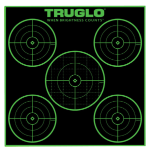TruGlo TGTG13A25 Tru-See Handgun Target Black/Green Self-Adhesive Heavy Paper Universal Fluorescent Green 25 Pack
