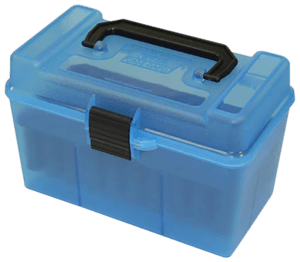 MTM Case-Gard H50RL24 Deluxe Ammo Box for 25-06 Rem/.30-06 Springfield Clear Blue Polypropylene 50rd