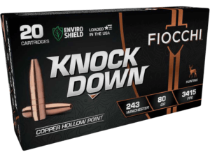 Fiocchi 243CHA Knock Down Enviro Shield 243 Win 80 gr Hollow Point (HP) 20rd Box