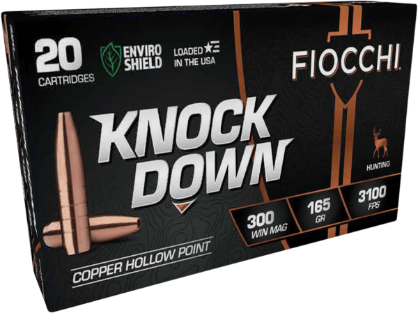 Fiocchi 300WMCHA Knock Down Enviro Shield 300 Win Mag 165 gr Hollow Point 20 Per Box/ 10 Case